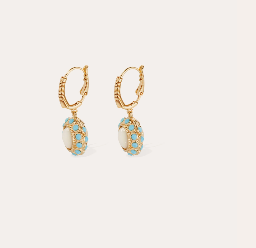 GAS BIJOUX - Boucles d'oreilles TAO SPLASH dorées à l'or fin - Nacre blanche - Best Seller
