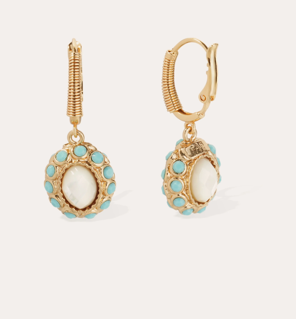 GAS BIJOUX - Boucles d'oreilles TAO SPLASH dorées à l'or fin - Nacre blanche - Best Seller