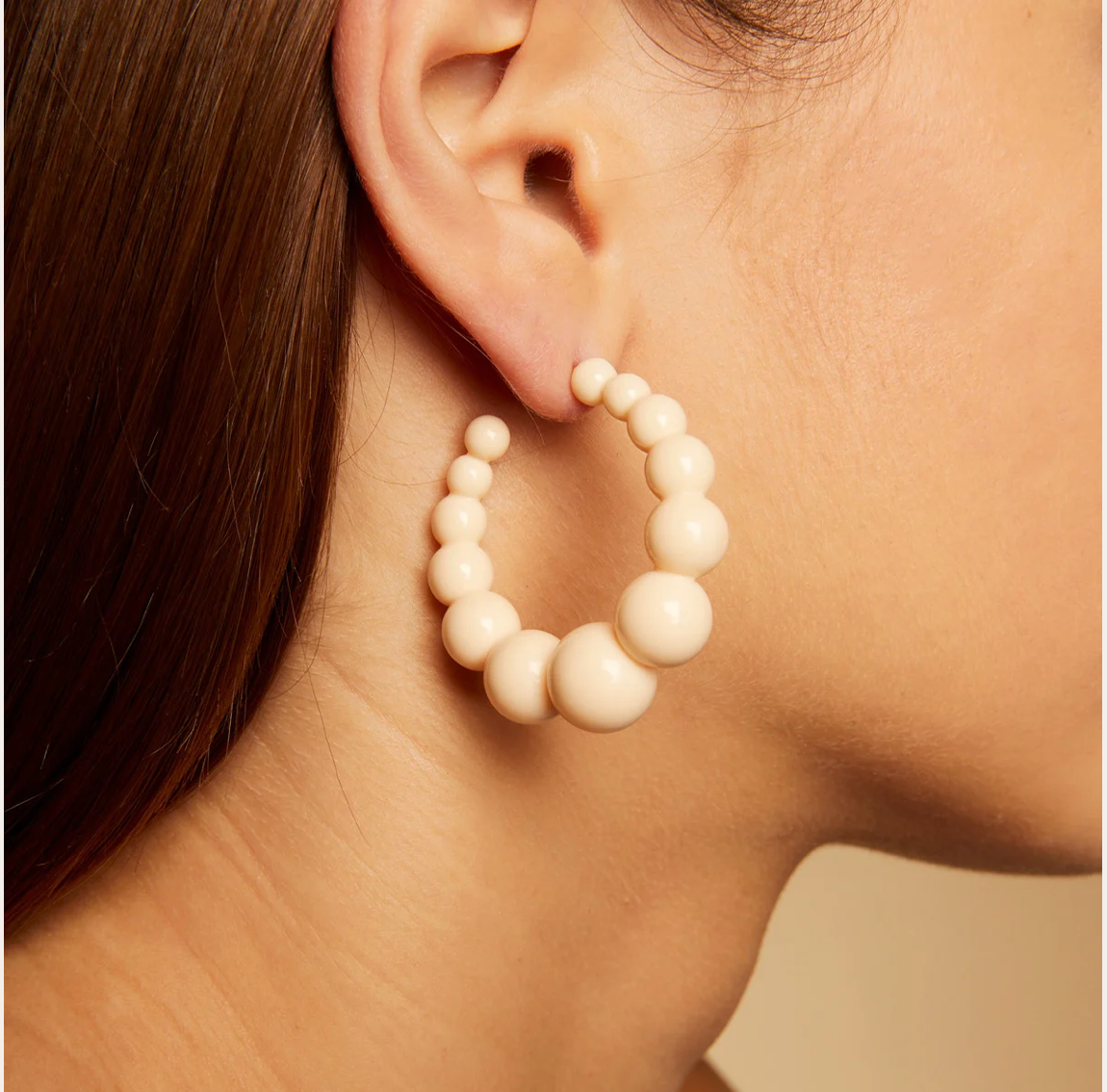 GAS BIJOUX - Boucles d'oreilles créoles ANDY petit modèle acétate ivoire dorées à l'or fin - Best Seller