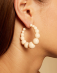 GAS BIJOUX - Boucles d'oreilles créoles ANDY petit modèle acétate ivoire dorées à l'or fin - Best Seller