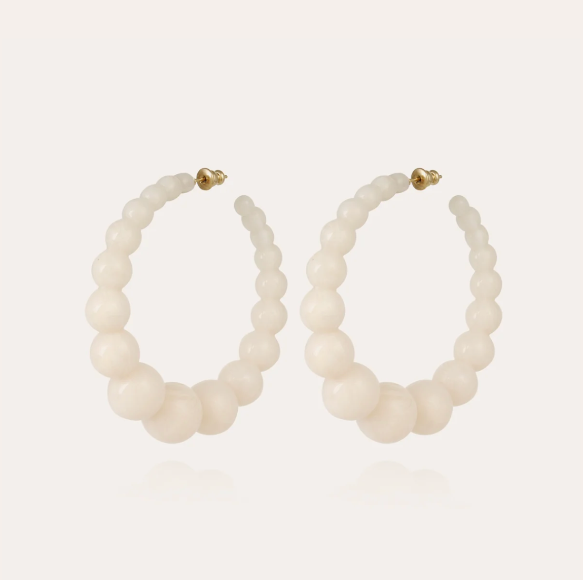 GAS BIJOUX - Boucles d'oreilles créoles ANDY acétate grand modèle dorées à l'or fin - Blanc