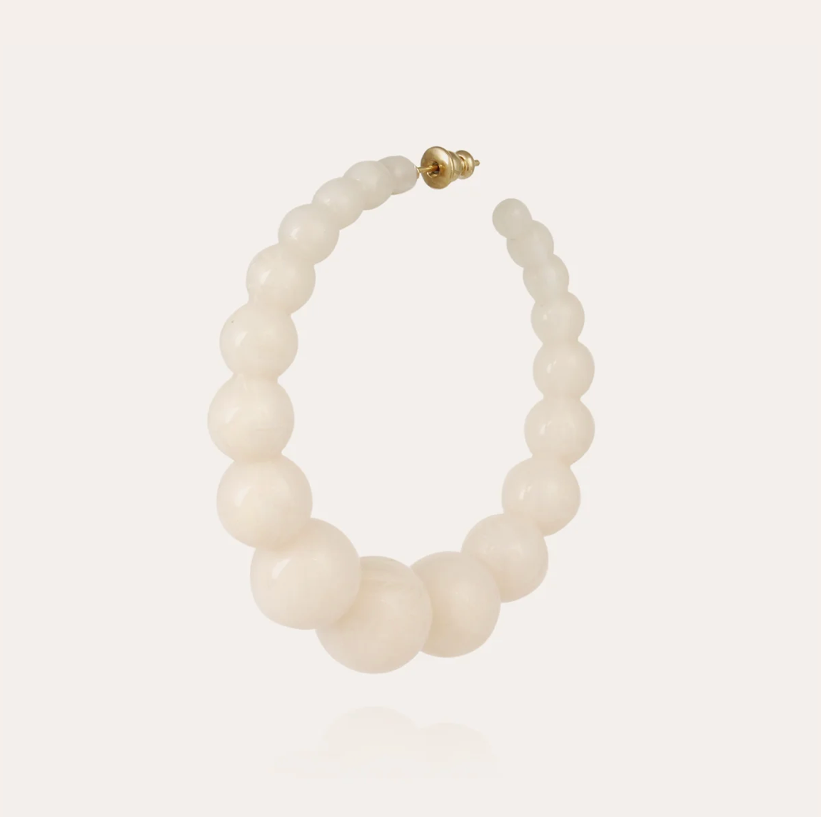 GAS BIJOUX - Boucles d'oreilles créoles ANDY acétate grand modèle dorées à l'or fin - Blanc