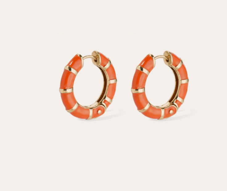 GAS BIJOUX - Bambou Mini Email dorées - corail