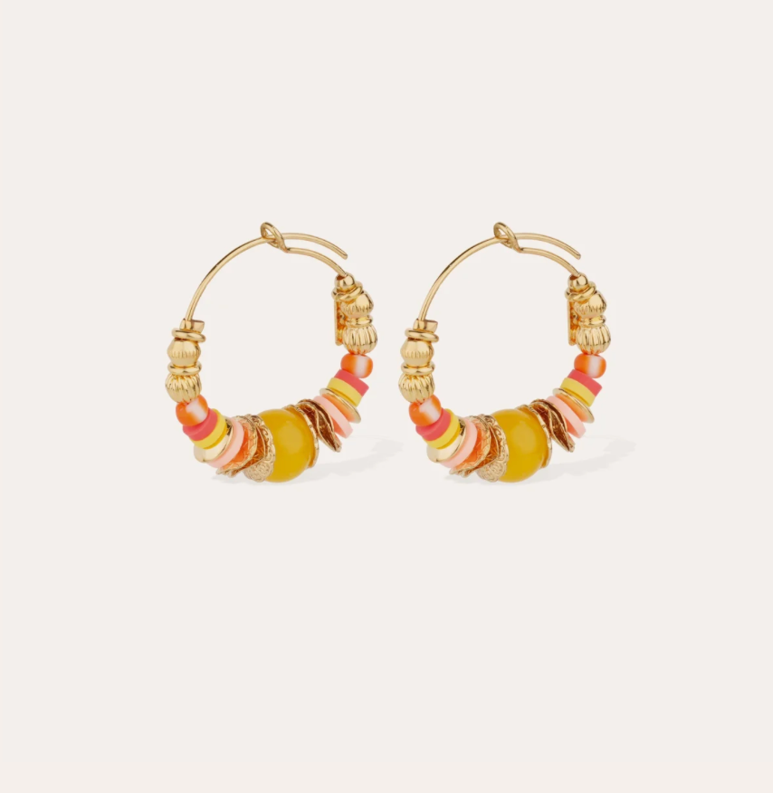 GAS BIJOUX - Boucles d'oreilles Aloha mini dorées - Orange
