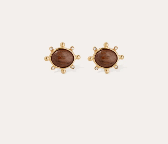 GAS BIJOUX - Boucles d'oreilles puces tiki petit modèle -Bois