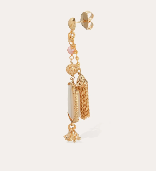GAS BIJOUX - Boucles d'oreilles Serti Pondichérie grand modèle dorées - Nacre blanche