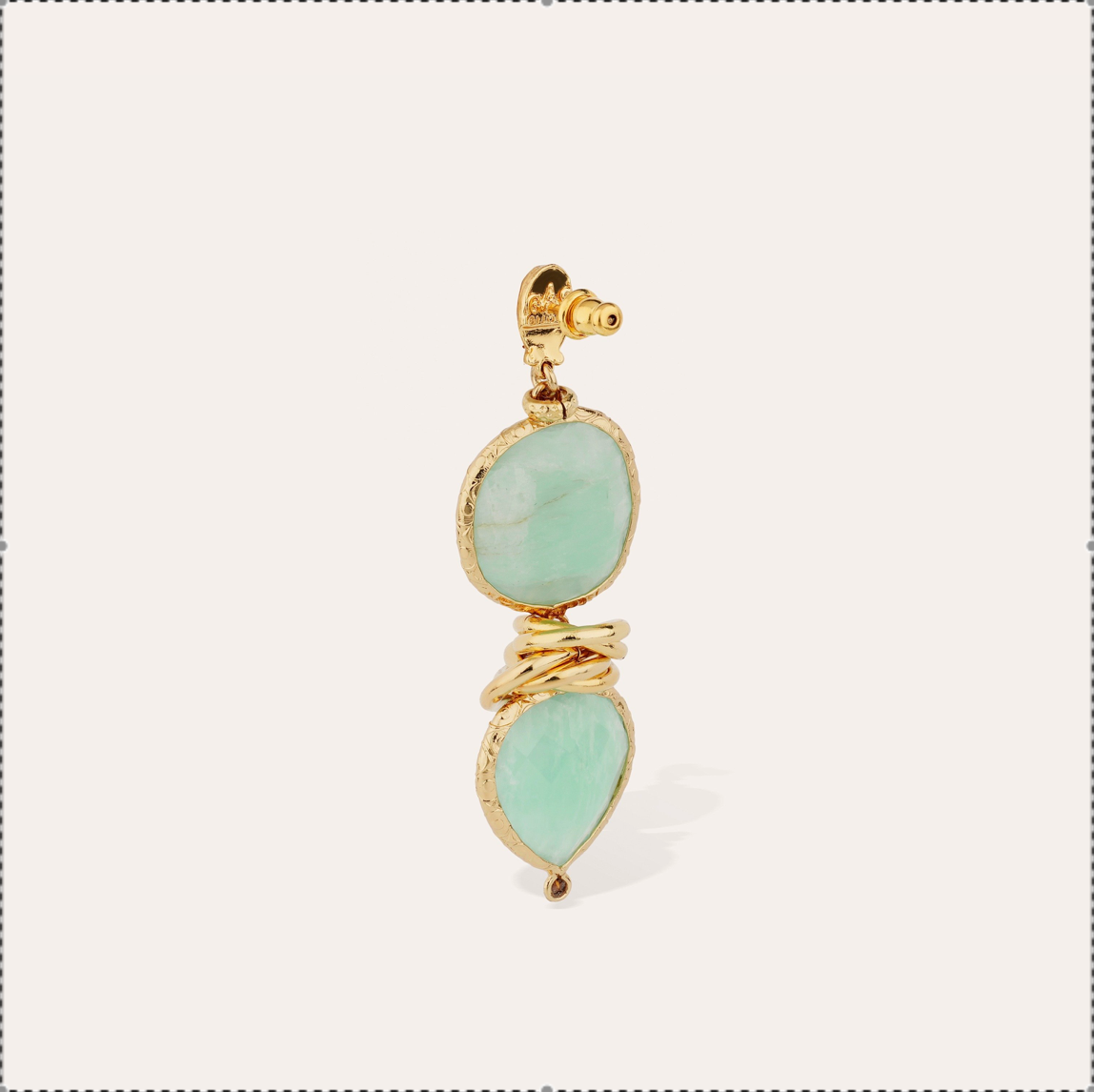 GAS BIJOUX - Boucles d'oreilles Sirena dorées - Amazonite
