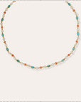 GAS BIJOUX - Collier ALEX doré à l'or fin - Turquoise et perles de culture