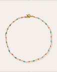 GAS BIJOUX - Collier ALEX doré à l'or fin - Turquoise et perles de culture
