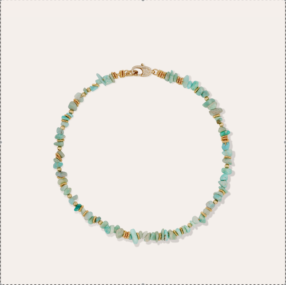 GAS BIJOUX - Collier ALOHA dorée à l'or fin - Amazonite