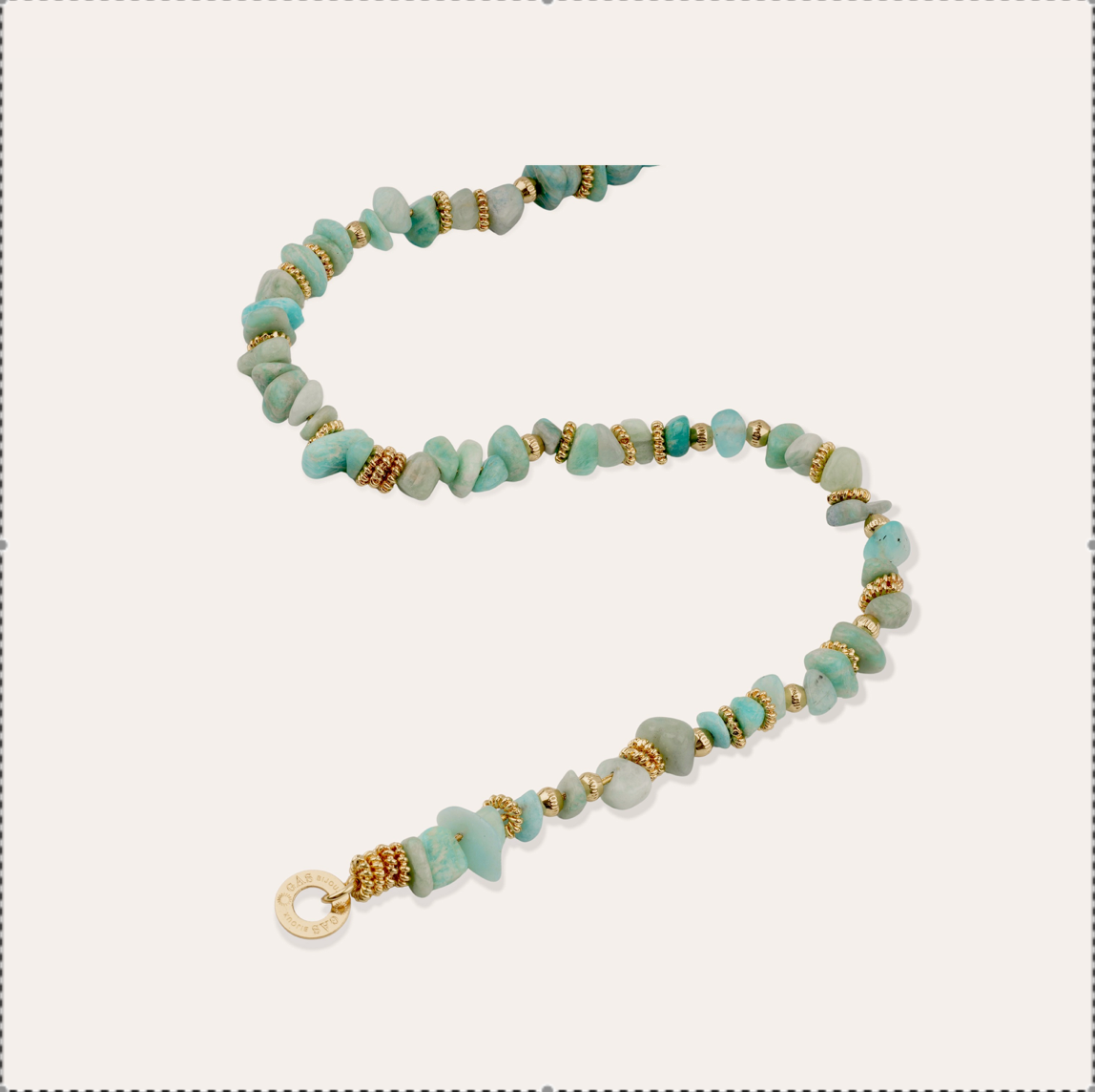 GAS BIJOUX - Collier ALOHA dorée à l'or fin - Amazonite