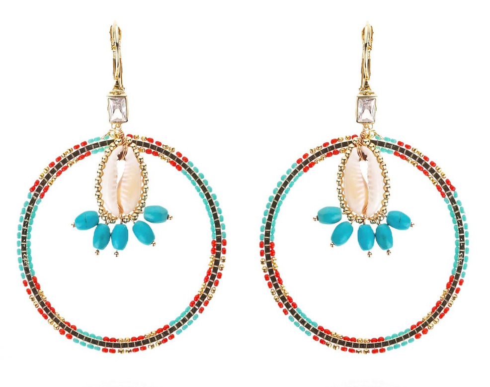 HIPANEMA - Boucles d'oreilles Recif Rouge