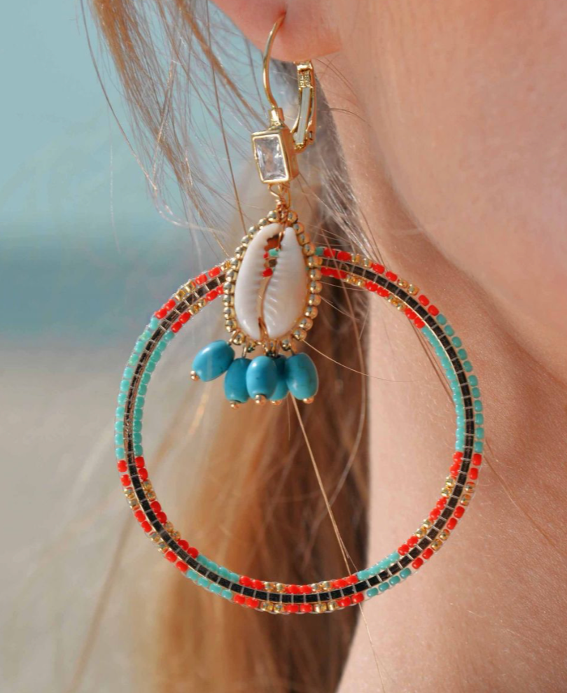 HIPANEMA - Boucles d'oreilles Recif Rouge