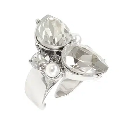 ON AURA TOUT VU - Bague Elisabeth cristaux blancs