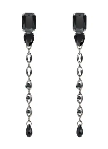 ON AURA TOUT VU - Boucles d'oreilles CLIP Cristaux noirs