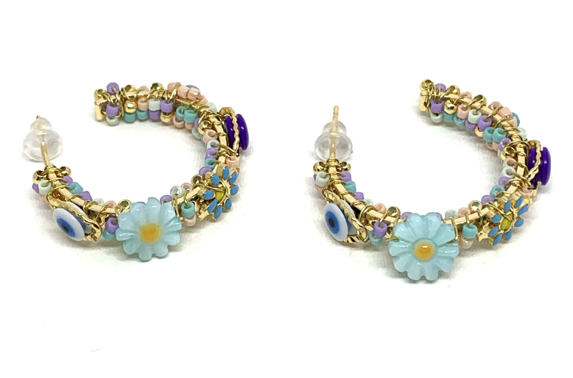 HYPNOCHIC - Boucles d'oreilles Flora Bleu