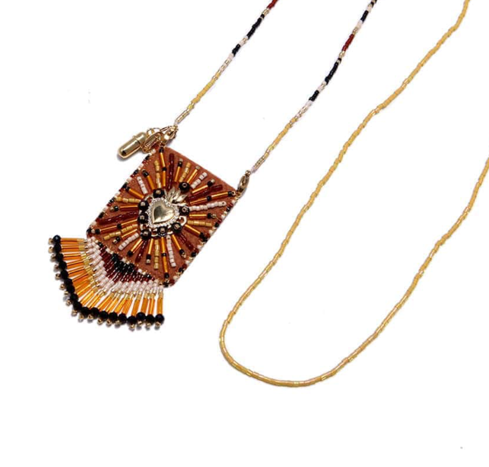 HYPNOCHIC - Collier pochette ex voto Marron
