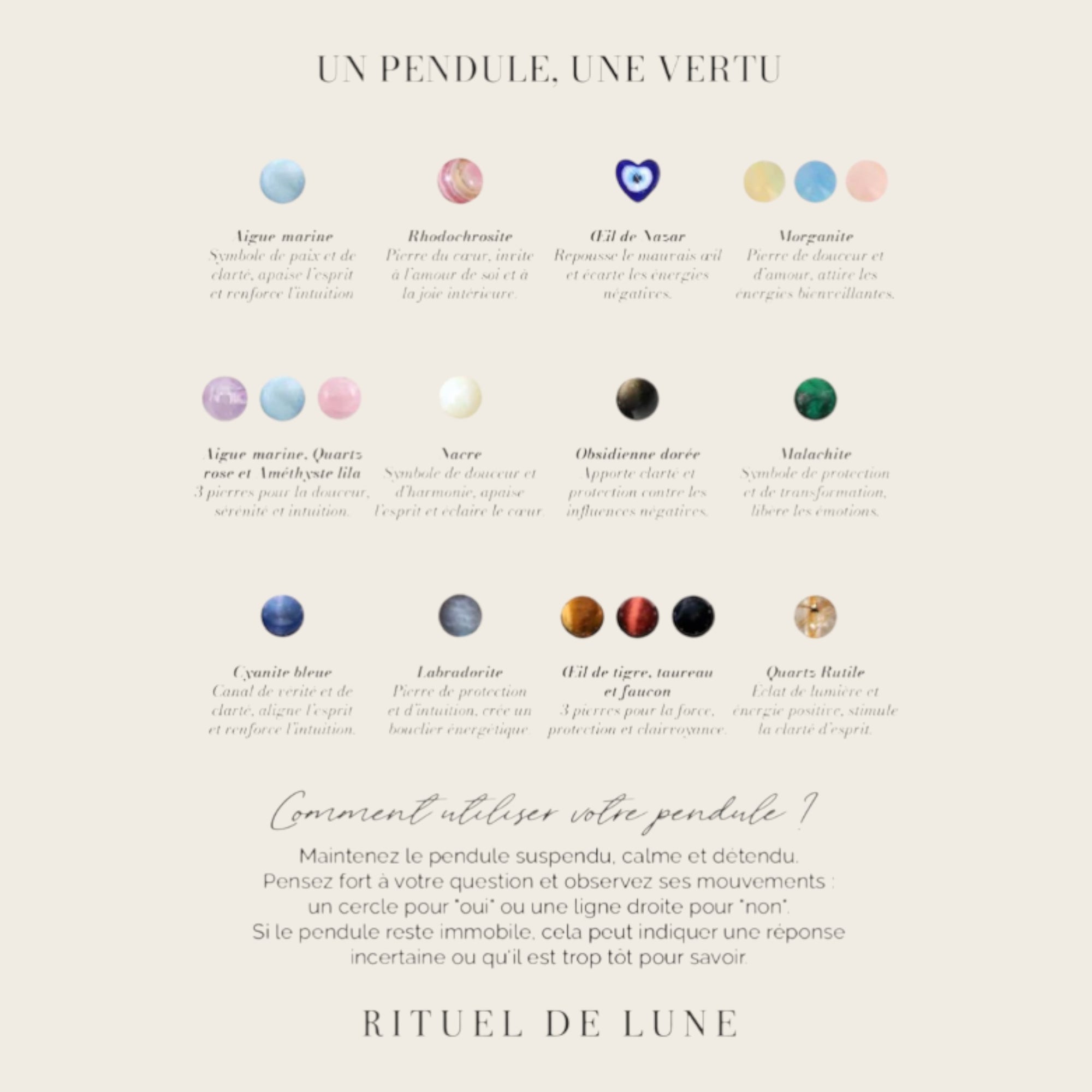 RITUEL DE LUNE - Pendule précieux - Obsidienne