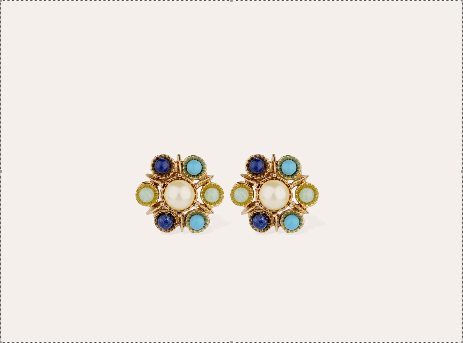 GAS BIJOUX - Boucles d'oreilles AUGUSTA dorées à l'or fin - Lapis, Turquoise et Amazonite