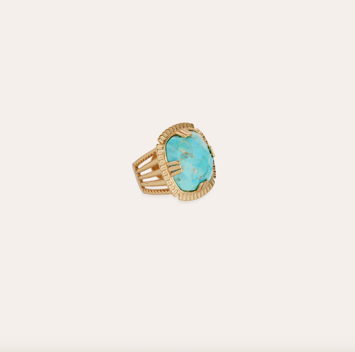 GAS BIJOUX - Bague ARTY BIS chevalier dorée à l'or fin - Turquoise - Taille M