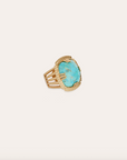 GAS BIJOUX - Bague ARTY BIS chevalier dorée à l'or fin - Turquoise - Taille M