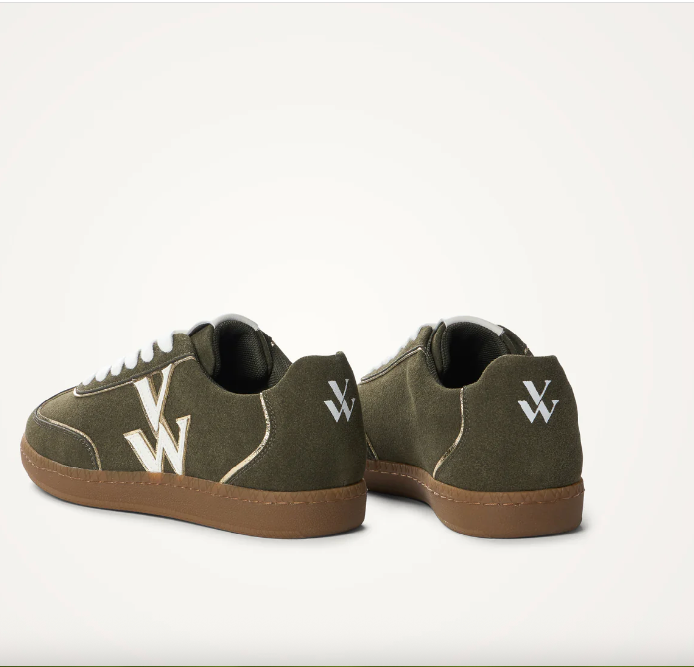 VANESSA WU. - Baskets monogramme SARAH KAKI a semelle rétro