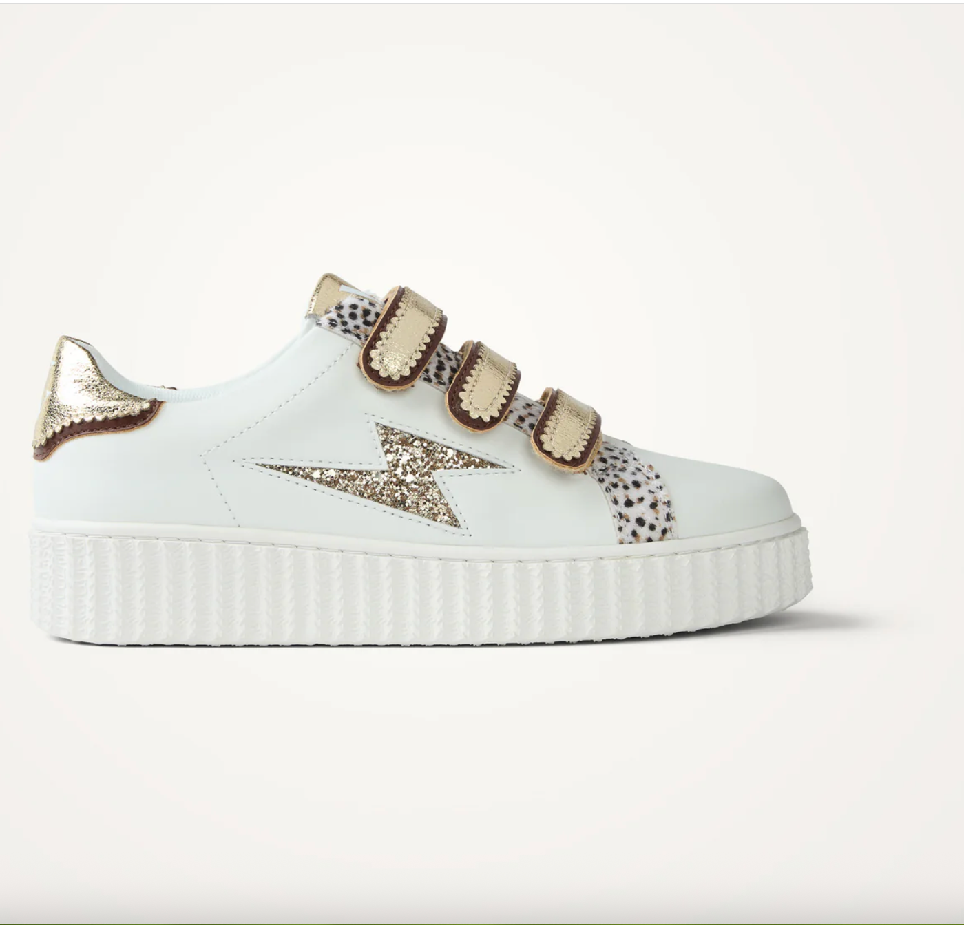 VANESSA WU - Baskets éclair XENIA BLANC ET OR a scratchs