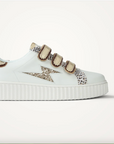 VANESSA WU - Baskets éclair XENIA BLANC ET OR a scratchs