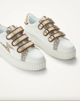 VANESSA WU - Baskets éclair XENIA BLANC ET OR a scratchs