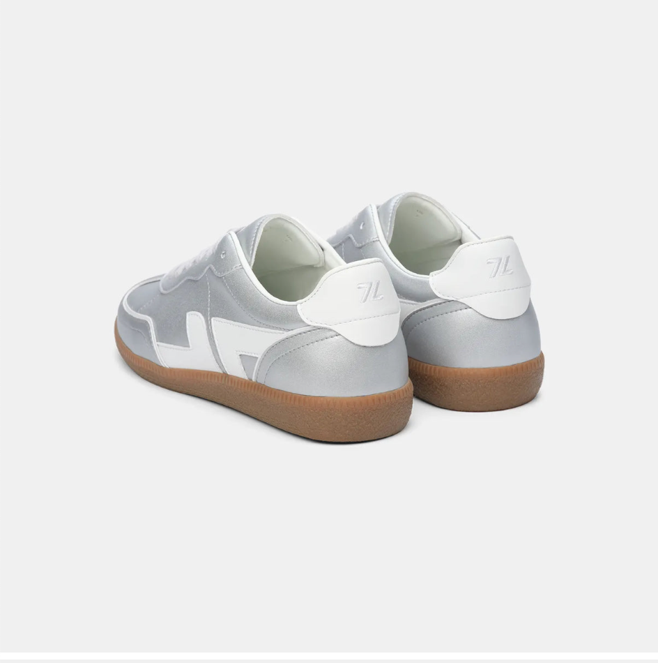 ZETA - DELTA SILVER - Baskets argenté rétro en suède vegan
