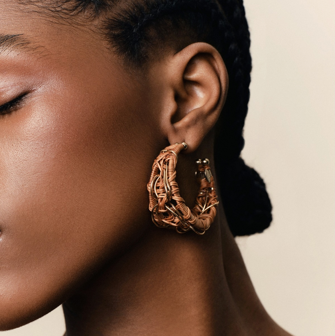 GAS BIJOUX - Boucles d'oreilles BAKOLY dorées à l'or fin - Osier