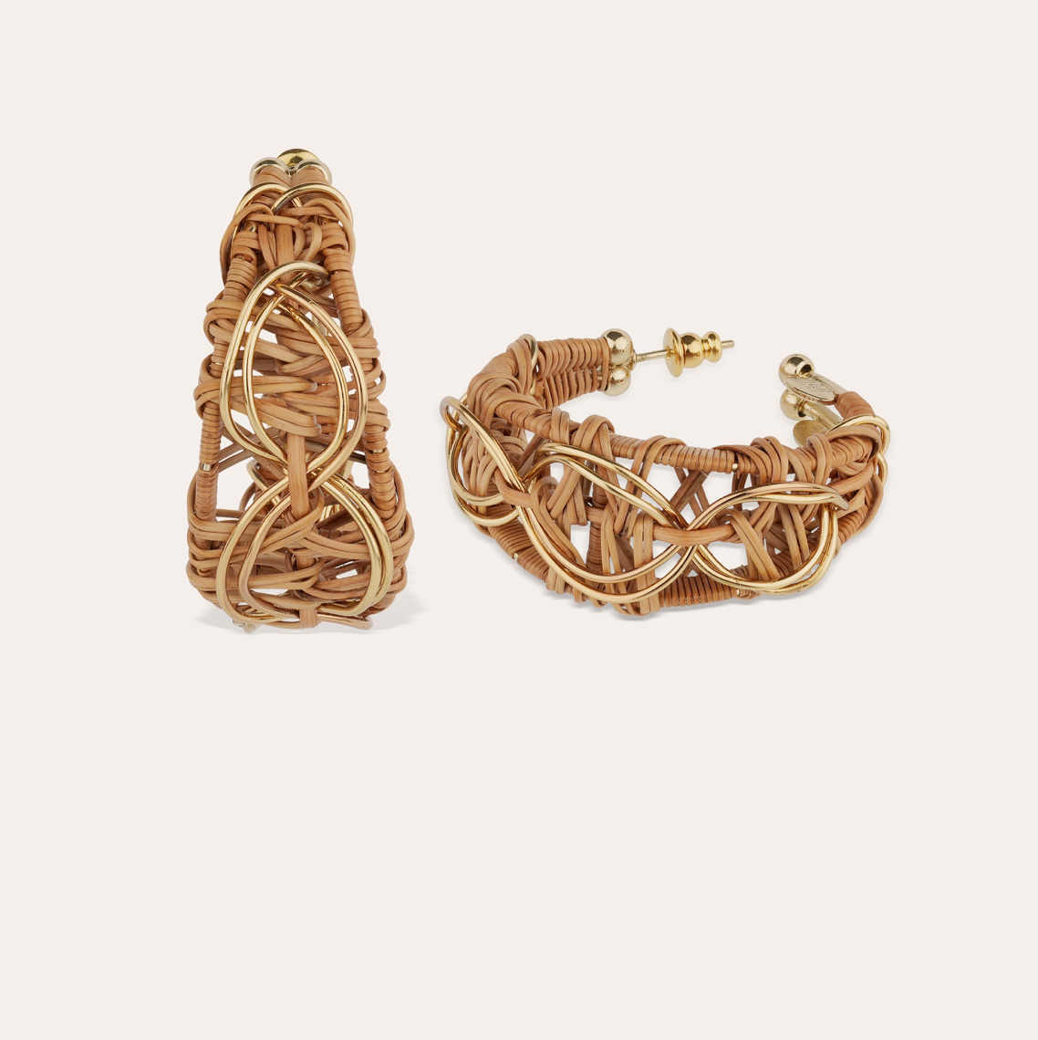 GAS BIJOUX - Boucles d'oreilles BAKOLY dorées à l'or fin - Osier