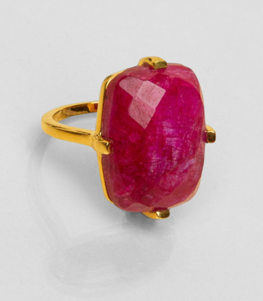UNE A UNE - Bague RECTANGLE Rubis