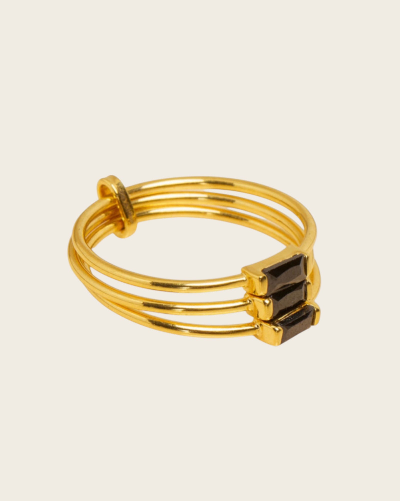UNE A UNE - Bague CRYSTAL triple noir