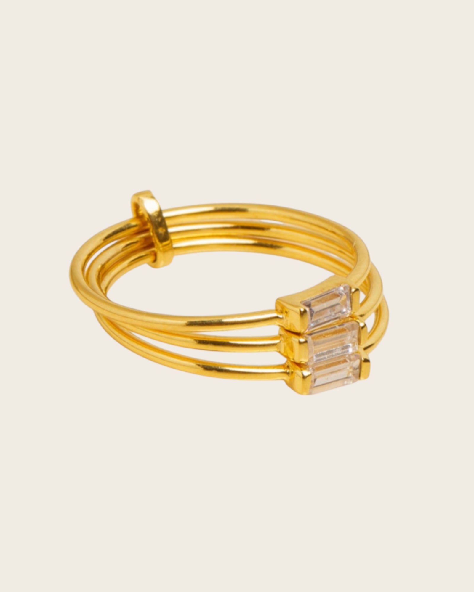 UNE A UNE - Bague CRYSTAL triple blanc