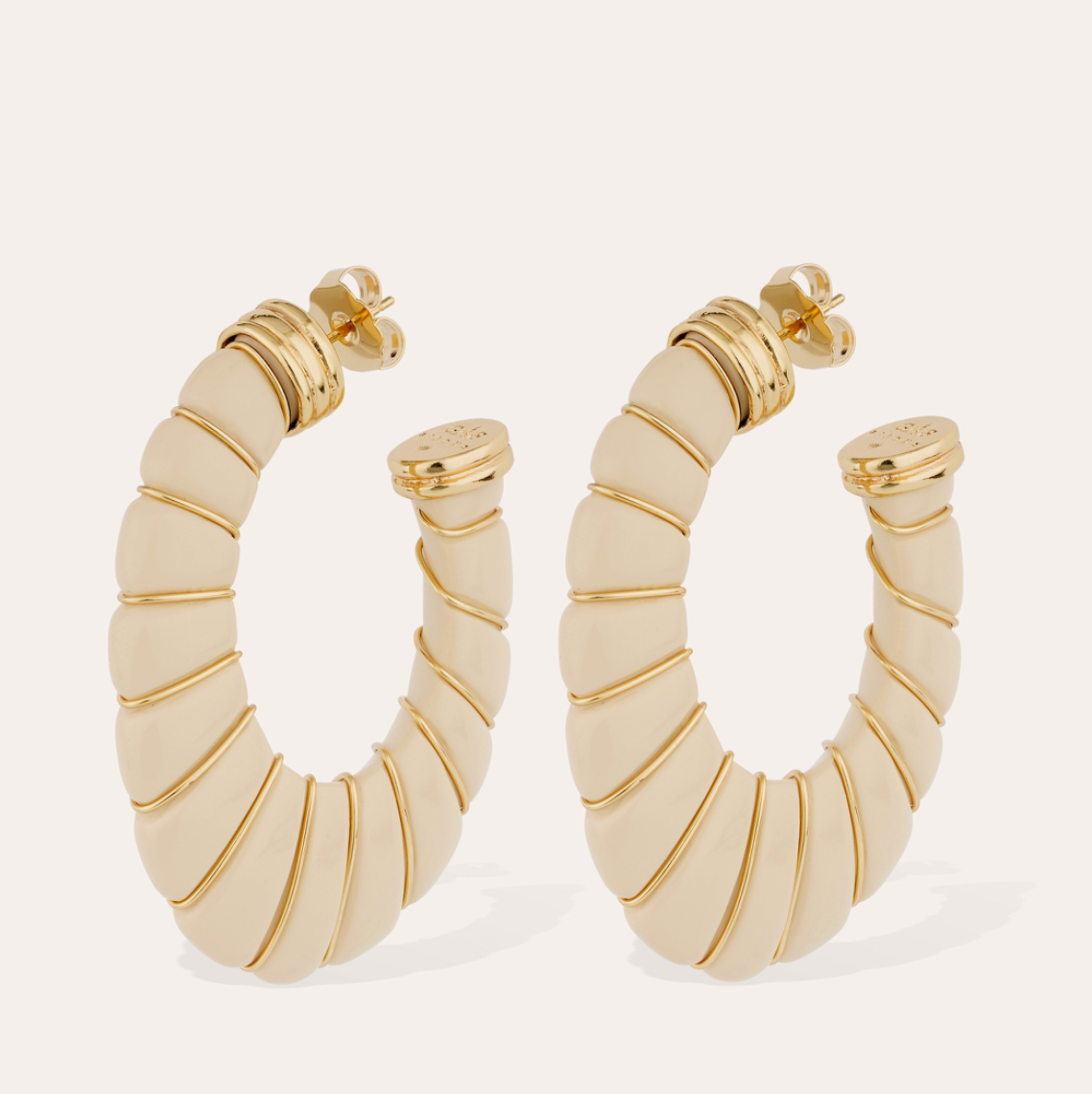 Boucles d'oreilles CYCLADE grand modèle ivoire dorées à l'or fin