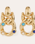 GAS BIJOUX - Boucles d'oreilles MITSI petits modèles dorées l'or fin- Lapis, Turquoise et nacre blanche