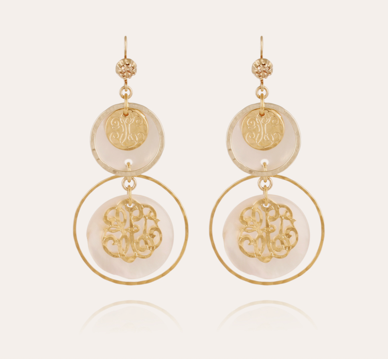 GAS BIJOUX - Boucles d'oreilles IDYLLE petit modèle dorées à l'or fin - Nacre blanche