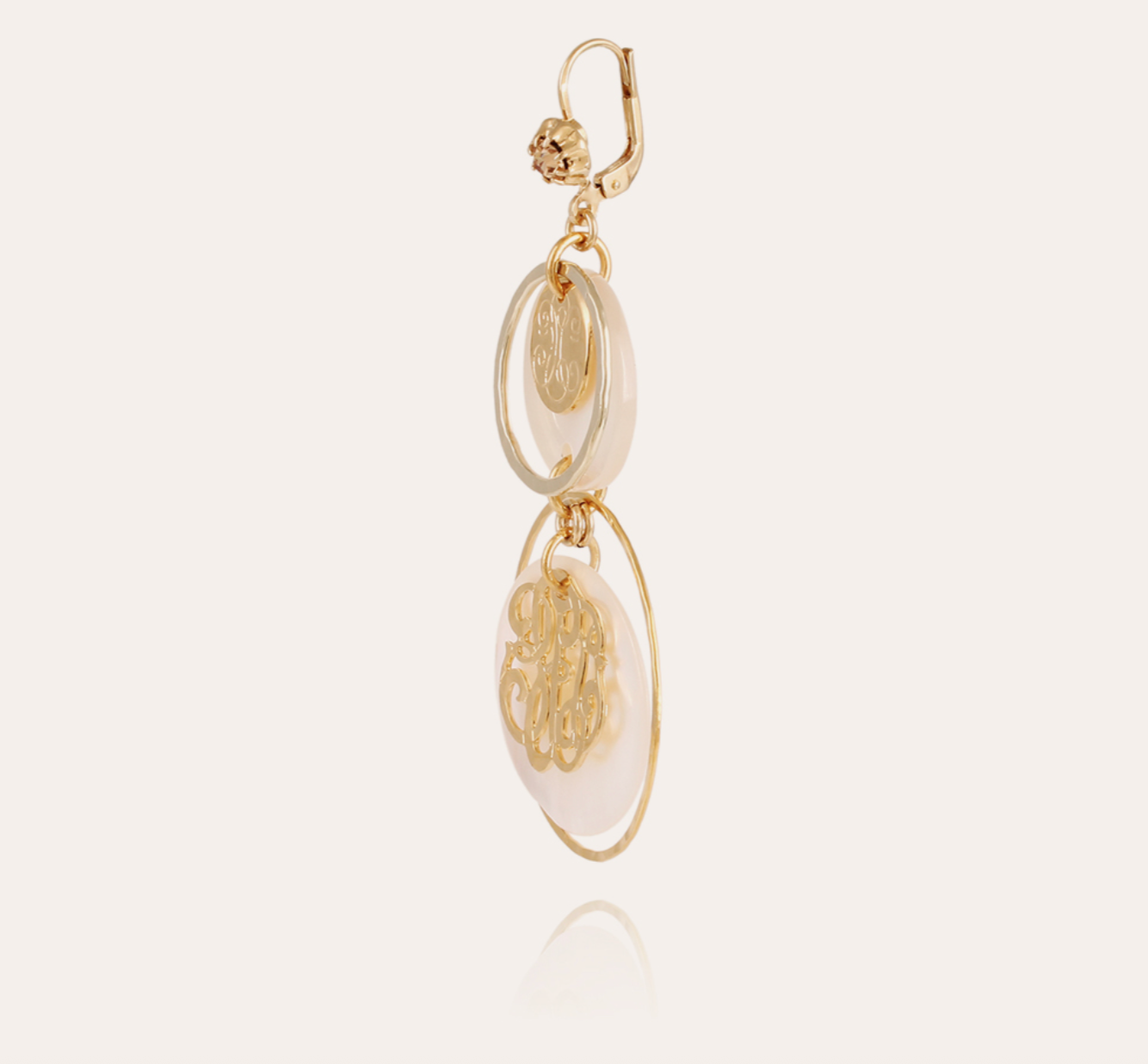 GAS BIJOUX - Boucles d'oreilles IDYLLE petit modèle dorées à l'or fin - Nacre blanche