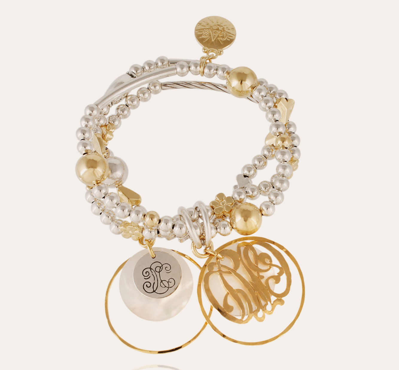 GAS BIJOUX - Bracelet MERLIN IDYLLE bicolore - Nacre blanche