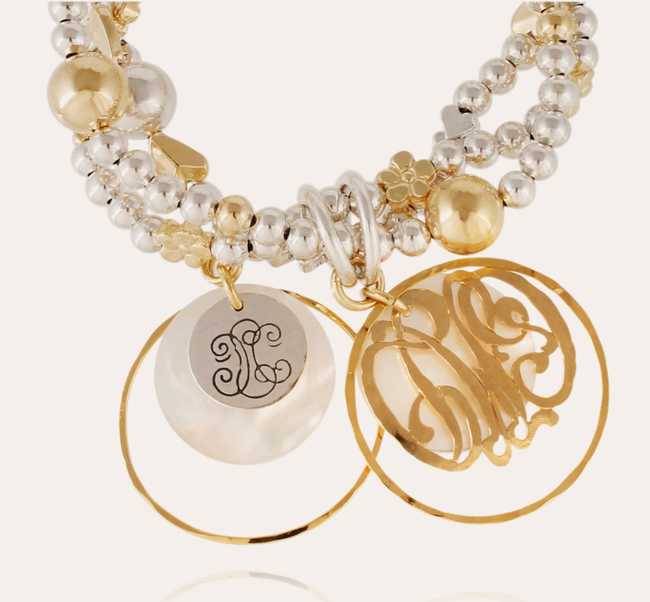 GAS BIJOUX - Bracelet MERLIN IDYLLE bicolore - Nacre blanche