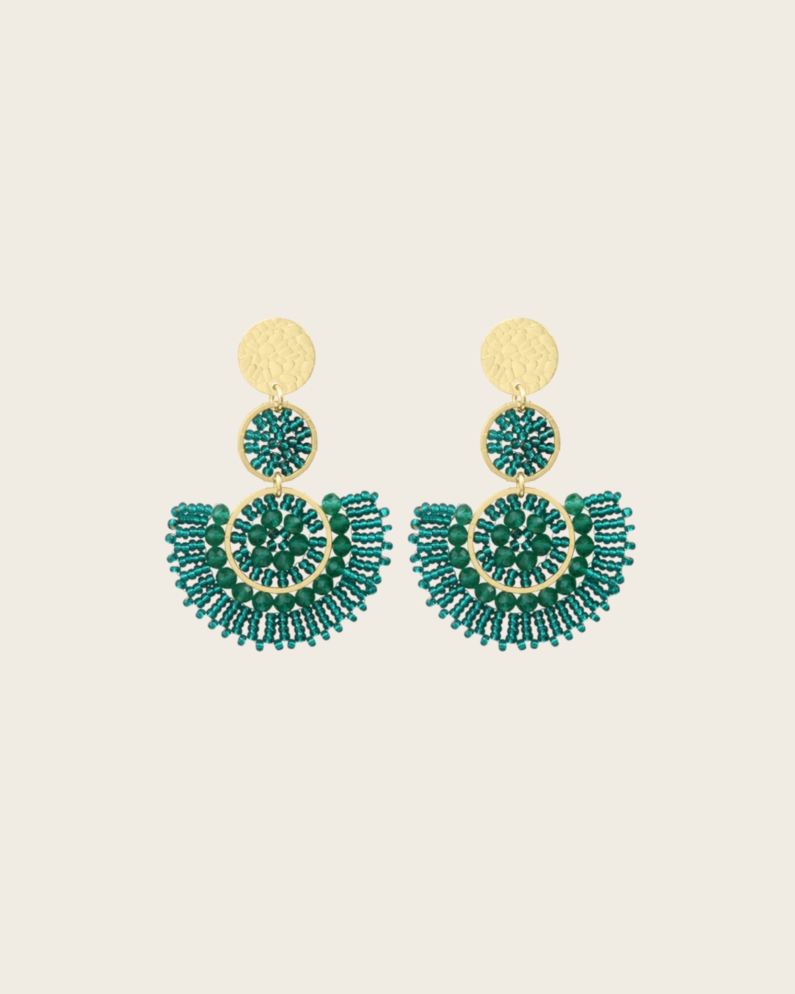 SANTIBE - Boucles d'oreilles Cancun - Vert Émeraude