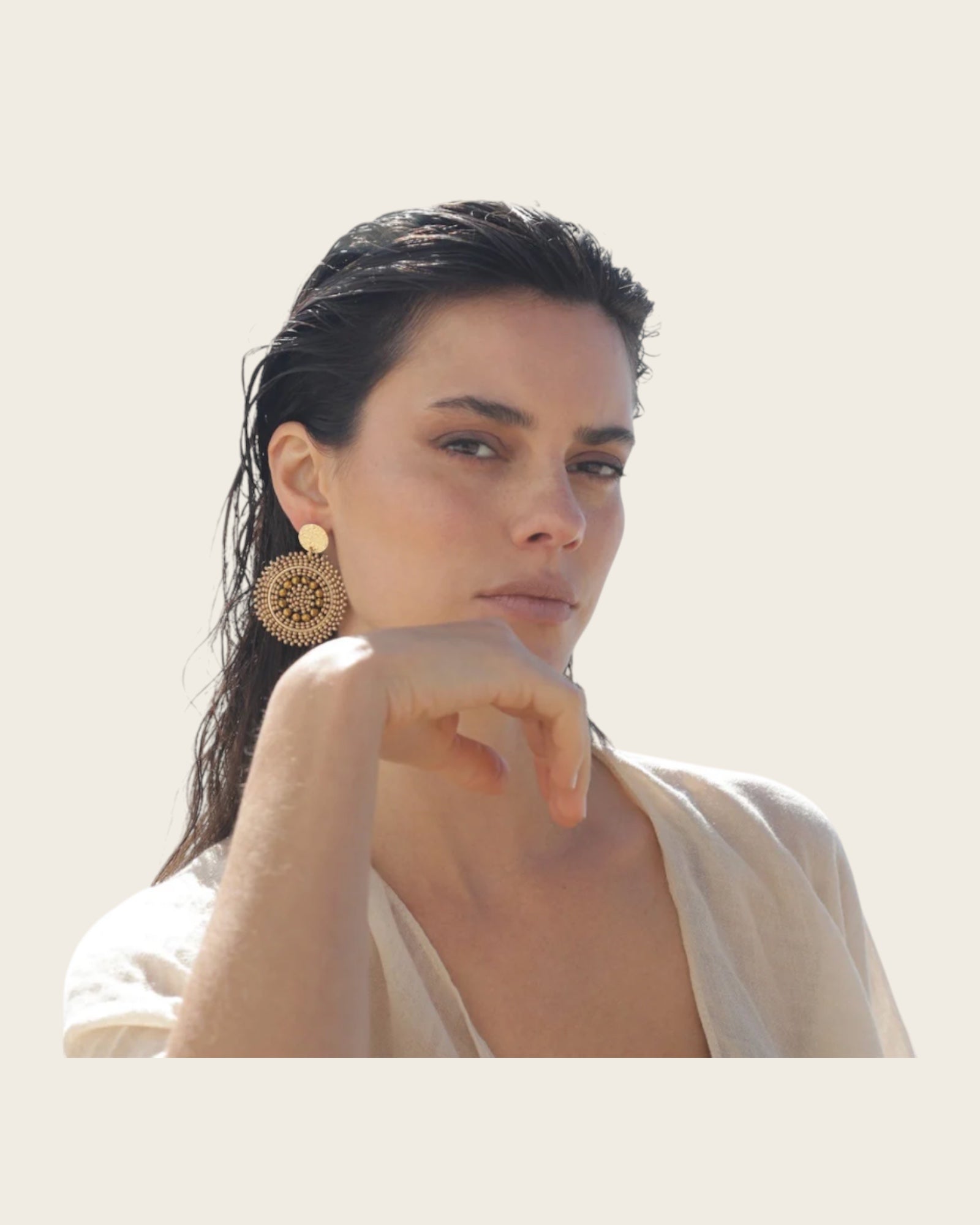 SANTIBE - Boucles d'oreilles Mini Espagnola - Noisette