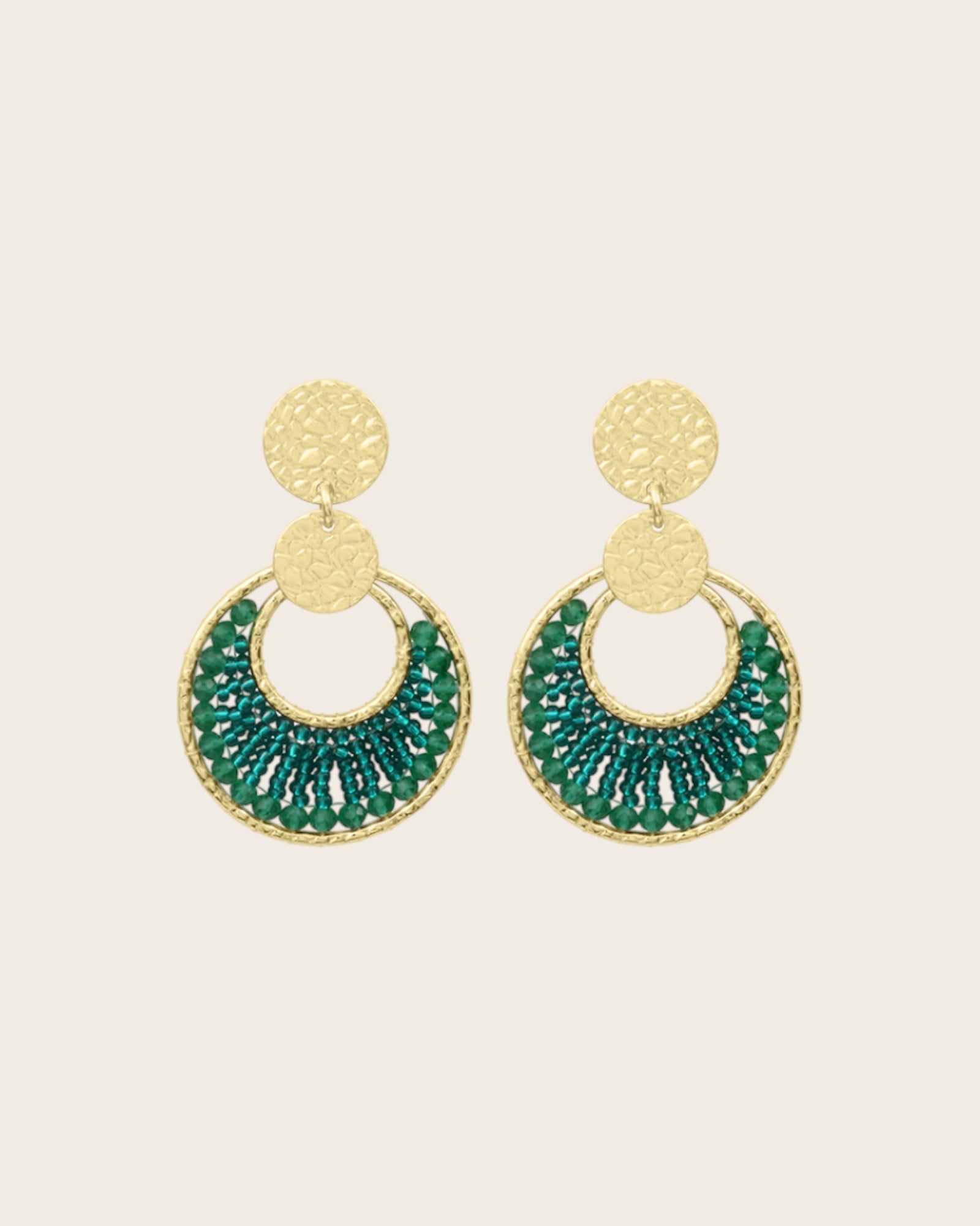 SANTIBE - Boucles d'oreilles Mini Luna - Vert Émeraude
