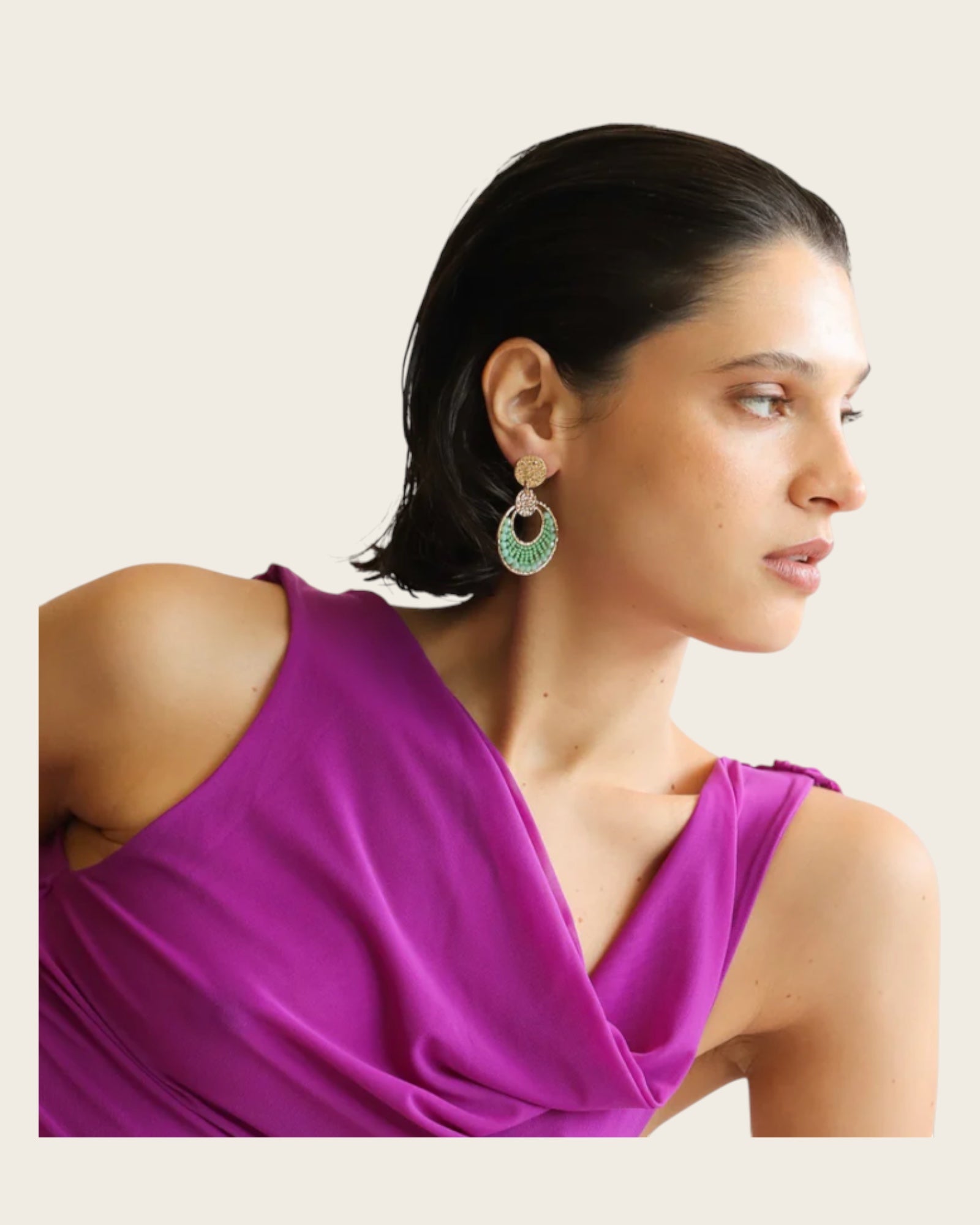 SANTIBE - Boucles d'oreilles Mini Luna - Vert Émeraude