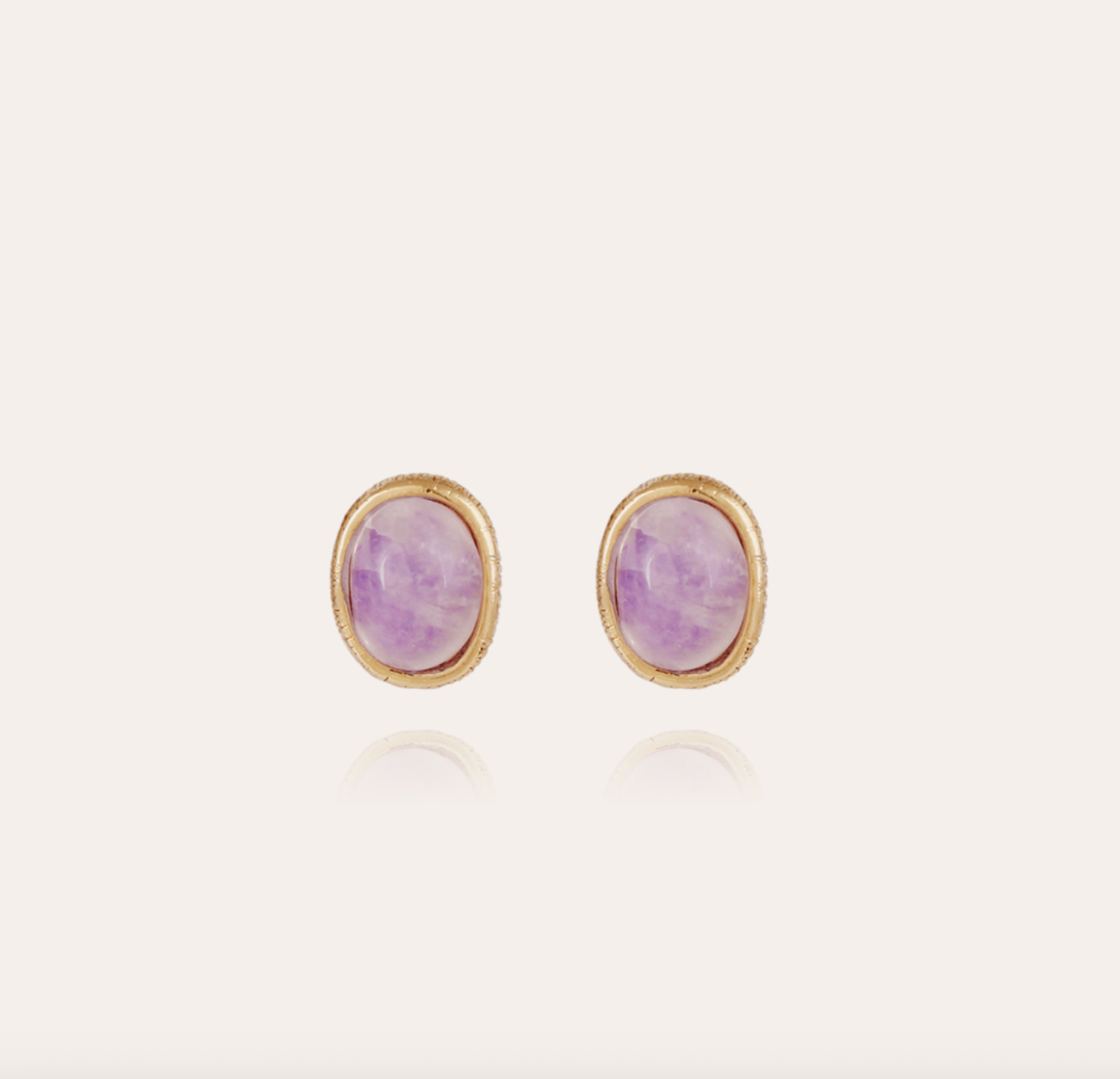 GAS BIJOUX - Boucles d'oreilles puces OVO dorées à l'or fin - Améthyste