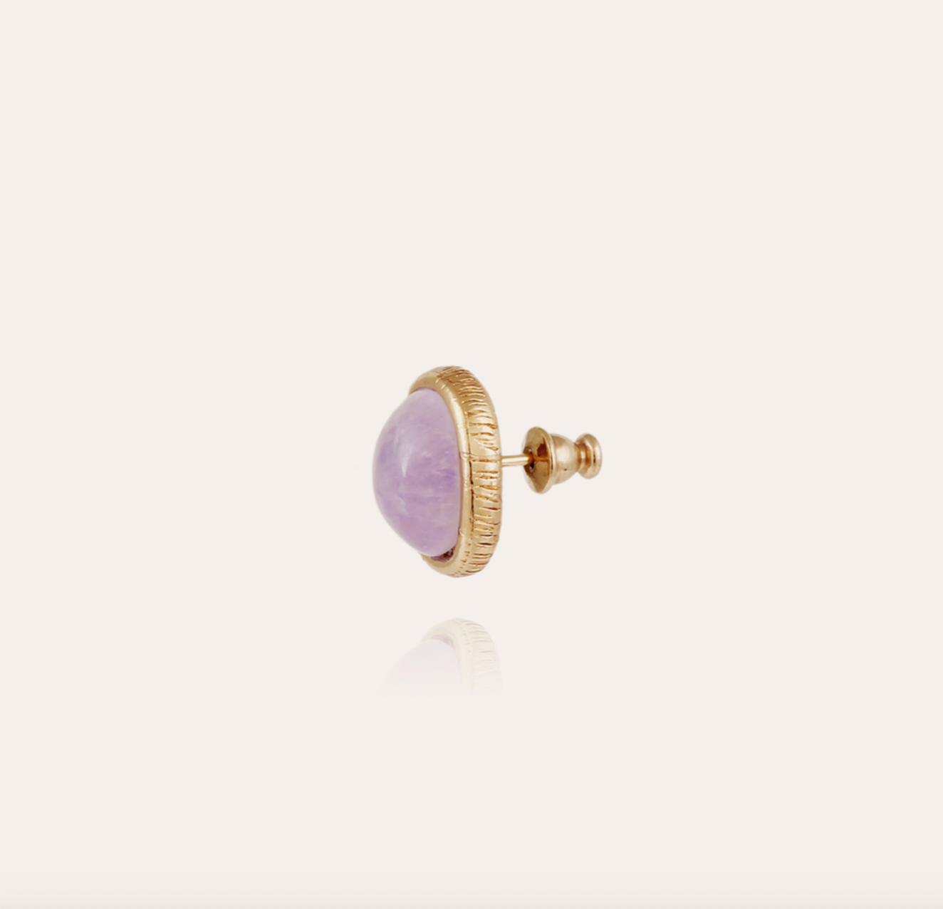 GAS BIJOUX - Boucles d'oreilles puces OVO dorées à l'or fin - Améthyste