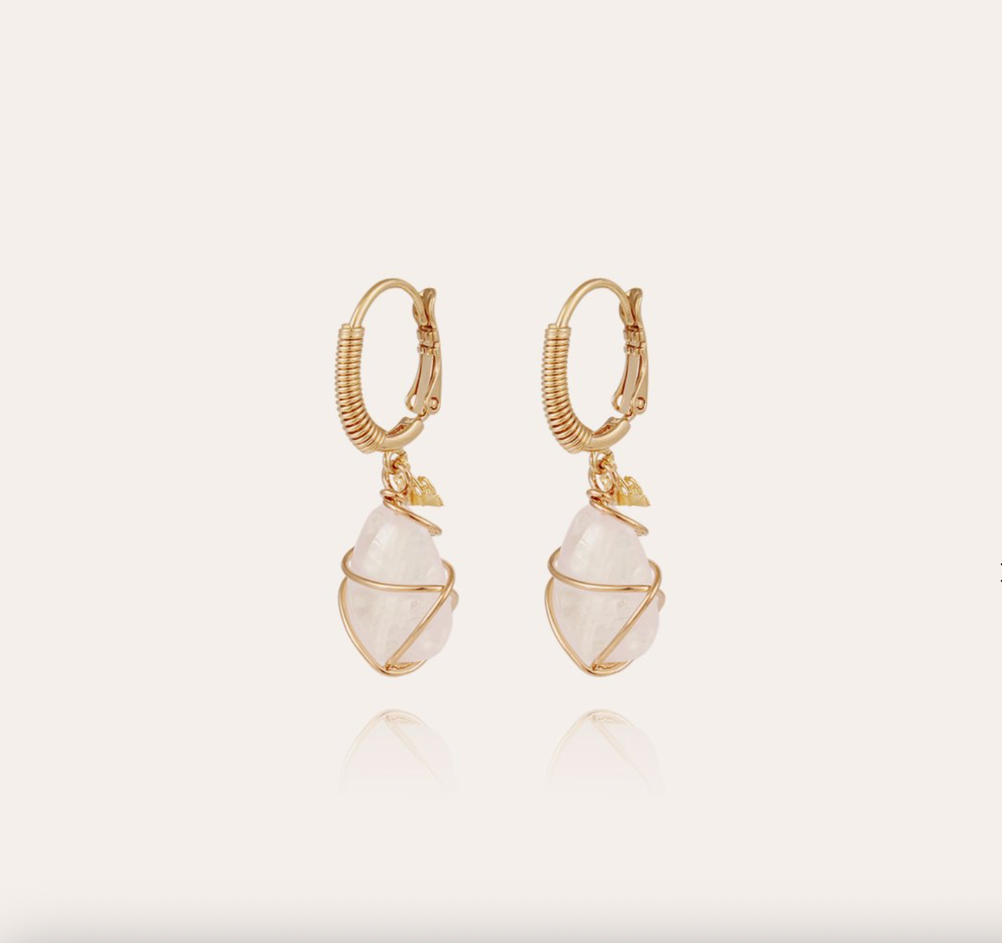 GAS BIJOUX - Boucles TAO RAINBOW dorées à l'or fin - Cristal de roche