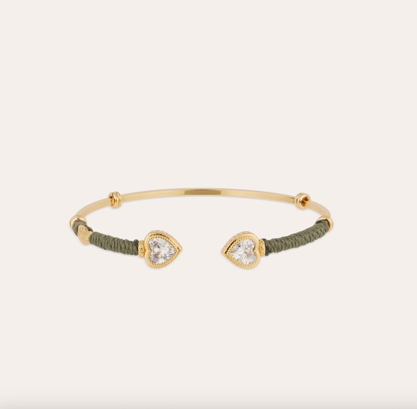 GAS BIJOUX - Bracelet jonc DUALITY AMORE doré à l'or fin - Vert sauge
