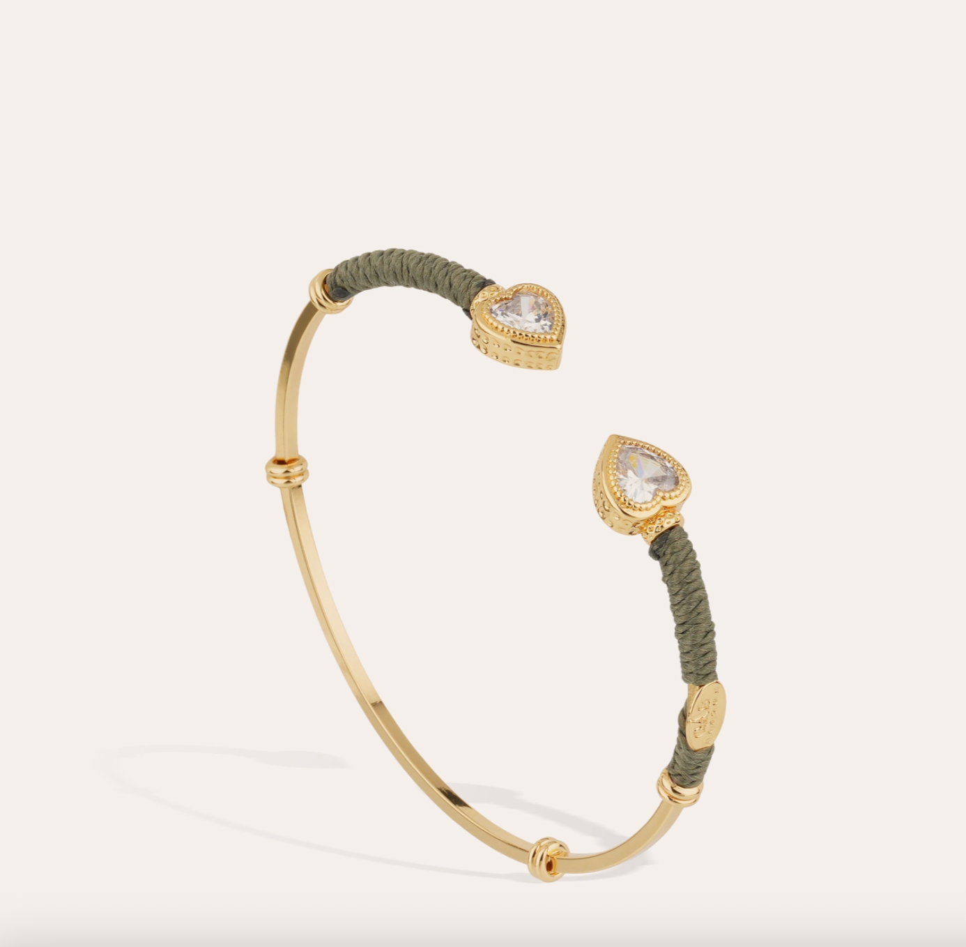 GAS BIJOUX - Bracelet jonc DUALITY AMORE doré à l'or fin - Vert sauge